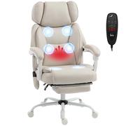 Chaise de bureau HOMCOM avec fonction massage, chaise de bureau ergonomique avec fonction inclinaison et chauffage, appui-tête réglable, chaise pivotante réglable en hauteur avec soutien lombaire,