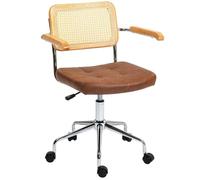 Chaise de bureau - HOMCOM - basculante - hauteur réglable assise pivotante - avec accoudoirs roulettes - charge max. 120 kg - marron