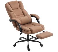 HOMCOM Chaise Bureau Ergonomique, Fauteuil de Bureau avec Dossier inclinable, Hauteur réglable, Soutien Lombaire, Repose-Pieds et pivotant à 360°, Cuir synthétique Doux pour Les Animaux, Marron