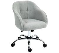Chaise de bureau - HOMCOM - hauteur réglable, assise et dossier rembourrés, pivotant 360° - peluche Teddy - 56 x 61 x 86 cm - gris