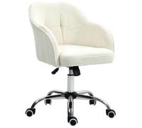 HOMCOM Chaise de Bureau, Fauteuil de Bureau Ergonomique en Peluche Teddy, Hauteur réglable, Assise et Dossier rembourrés, pivotant 360°, Design Moderne, pour Bureau, Chambre, crème