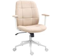 Chaise de bureau - HOMCOM - hauteur réglable, fonction à bascule - pivotantes, charge 120 Kg - beige