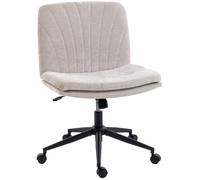 HOMCOM Chaise de Bureau sans accoudoirs, Fauteuil en Chenille, Hauteur réglable, Assise rembourré, Fonction à Bascule, pivotant 360°, Chaise d'ordinateur Moderne pour Chambre, Beige