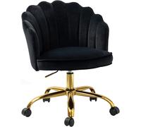 Chaise de bureau HULALA HOME moderne en velours, cadre doré, pivotante et réglable, noire