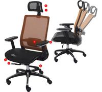 Chaise de bureau HWC-A20, chaise de bureau, ergonomique appui-tête tissu/textile ISO9001 ~ noir/orange