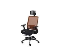 Chaise de bureau HWC-A20 ergonomique appui-tête tissu noir orange