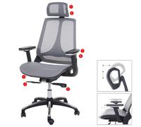 Chaise de bureau HWC-A59 chaise pivotante, fonction glisse, tissu ISO9001 gris/gris