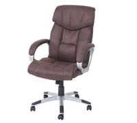 Chaise de bureau HWC-A71, chaise pivotante, tissu imitation daim, brun
