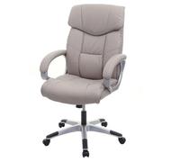 Mendler Chaise de Bureau HWC-A71, siège de Direction pivotant, Simili Cuir - Taupe-Gris