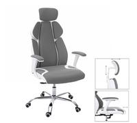 Chaise de bureau HWC-F12, chaise de bureau Racing-Chair, fonction sliding tissu/textile + similicuir ~ gris/blanc