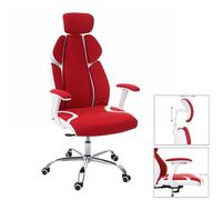 Chaise De Bureau Hwc-F12, Chaise Pivotante, Tissu + Similicuir Rouge/Blanc Multicolore