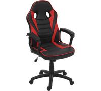 Chaise de bureau HWC-F59, chaise de bureau chaise pivotante Racing-Chair Gaming-Chair, similicuir ~ noir/rouge