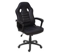 Chaise de bureau HWC-F59, chaise pivotante, chaise racing et gaming, similicuir noir