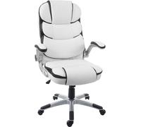 Chaise de bureau HWC-F80, chaise de bureau fauteuil de direction pivotant, similicuir ~ blanc