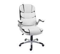Chaise De Bureau Hwc-F80 Chaise Pivotante, Fauteuil Directorial, Similicuir Blanc Multicolore