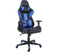 Chaise de bureau HWC-F84, chaise de bureau gaming chaise de bureau pivotante, similicuir ~ noir/bleu