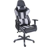 Chaise de bureau HWC-F84, chaise de bureau gaming chaise de bureau pivotante, similicuir ~ noir/gris