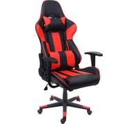 Chaise de bureau HWC-F84, chaise de bureau gaming chaise de bureau pivotante, similicuir ~ noir/rouge