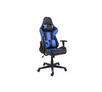 Chaise de bureau HWC-F84, pivotante, fauteuil de jeu en ligne, fauteuil directorial, similicuir noir/bleu