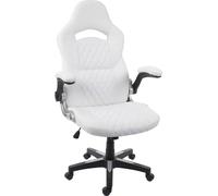 Chaise de bureau HWC-F87, chaise de bureau fauteuil de direction pivotant, similicuir ~ blanc
