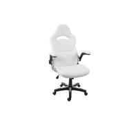 Chaise de bureau HWC-F87 chaise pivotante, fauteuil directorial, similicuir blanc