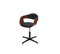 Mendler Chaise de bureau HWC-H46 – réglable en hauteur, bois courbé aspect noyer, tissu gris foncé