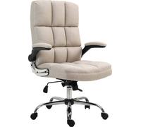 Chaise de bureau HWC-J21, fauteuil de direction chaise pivotante chaise de bureau, réglable en hauteur ~ tissu/textile marron clair