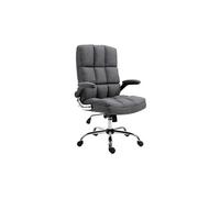 Chaise de bureau HWC-J21, réglable en hauteur tissu/textile gris-foncé