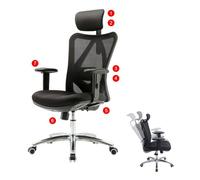 Chaise de bureau HWC-J86, chaise de bureau, ergonomique, appui-lordose réglable charge maximale 150kg sans repose-pieds, noir