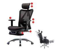 Chaise de bureau HWC-J86, chaise de bureau, ergonomique charge max. 150kg avec repose-pieds, noir