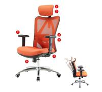 Mendler Chaise de bureau HWC-J86, charge max. 150 kg, sans repose-pieds, orange