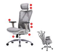 Chaise de bureau HWC-J87, accoudoirs ergonomiques réglables, charge maximale 150 kg gris / blanc