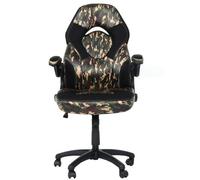 Chaise de bureau HWC-K13, chaise pivotante Gaming, ergonomique similicuir camouflage-noir
