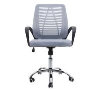 Chaise de bureau HWC-L44, chaise de bureau chaise d'ordinateur, dossier ergonomique, revêtement filet tissu/textile ~ gris