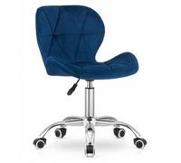 Chaise de Bureau I Confortable I À roulettes I Érgonomique I Réglable I Chaise de bureau à roulettes I Bleue marine I Velours