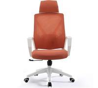 Chaise De Bureau Inclinable Et Respirante De 90° À 135° - Chaise De Bureau Souple Et Réglable en Hauteur avec Accoudoirs Fixes, Montage Facile(Orange Chair)