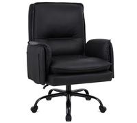 Chaise de bureau IWMH, Chaise de bureau ergonomique avec accoudoirs, Canapé en cuir PU avec roulettes, Réglable en hauteur Fauteuil de direction pour bureau, salon - Noir