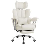 Chaise de bureau IWMH, chaise de direction ergonomique avec accoudoirs, chaise d'ordinateur réglable en hauteur avec appuie-tête et repose-pieds, chaise de bureau - crème
