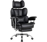 Chaise de bureau IWMH, chaise de direction ergonomique avec accoudoirs, chaise d'ordinateur réglable en hauteur avec appuie-tête et repose-pieds, chaise de bureau - noir