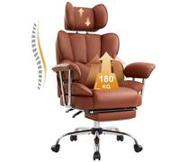 Chaise de bureau IWMH, chaise de direction ergonomique avec accoudoirs, chaise d'ordinateur réglable en hauteur avec appuie-tête et repose-pieds, chaise de bureau - marron
