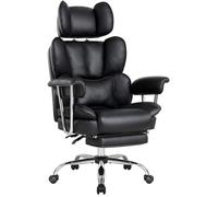 Chaise de bureau - IWMH - Dossier Grand - Cuir PU - Repose-pieds extensible - Appui-tête réglable