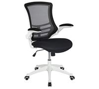 Chaise de Bureau Kelista de Flash Furniture, Ergonomique, Dossier Moyen, Structure Blanche, Maille Noire avec Pivot