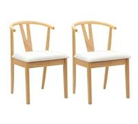 vidaXL Chaise de salle à manger Vintage 2 pcs Naturel et clair Bois de caoutchouc Siège rembourré