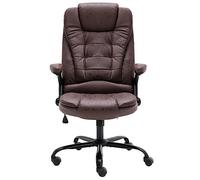 Chaise de bureau marron foncé en faux daim avec la fonction | Design ergonomique, hauteur réglable, roues en nylon, charge de 110 kg, confort de travail élevé