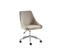 Chaise de bureau MASURIE - Velours - Beige - Hauteur ajustable