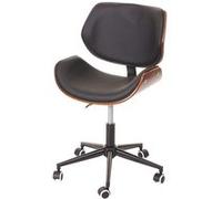 Chaise De Bureau Hwc-G25, Pivotante, Bois Courbé, Aspect Noyer, Rétro, Réglable En Hauteur Brun Noir Multicolore
