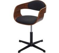 Mendler Chaise de bureau HWC-H46 – réglable en hauteur, bois courbé aspect noyer, tissu gris foncé