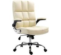 Chaise de bureau HWC-J21, chaise de direction chaise pivotante chaise de bureau, similicuir crème