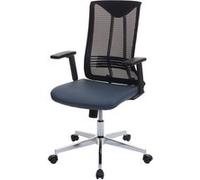 Chaise de bureau HWC-J53 ergonomique similicuir bleu-gris