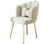 Chaise de bureau moderne avec grand design de coquillage et pieds en métal, jolie chaise de bureau pour coiffeuse, salon, chaise de loisirs avec coussin pour chambre à coucher, chaise élégante de